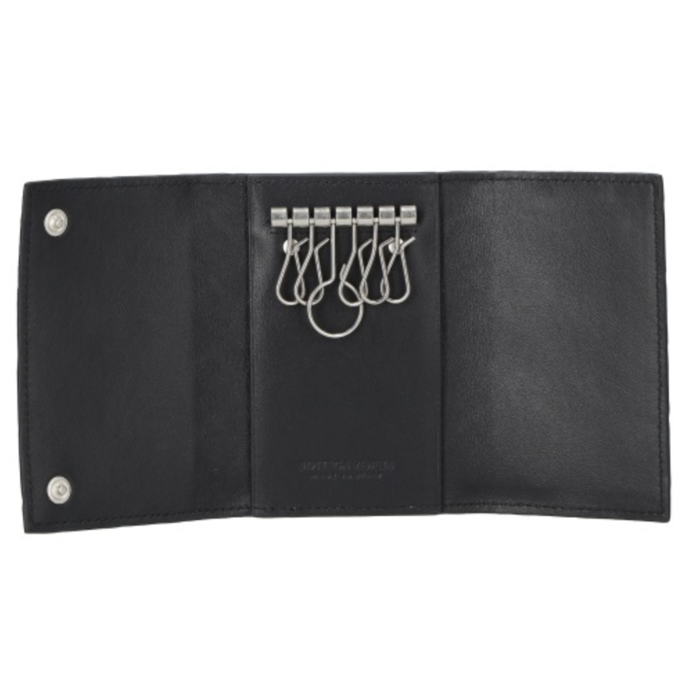 Bottega Veneta Intrecciato Leather Key Pouch Black