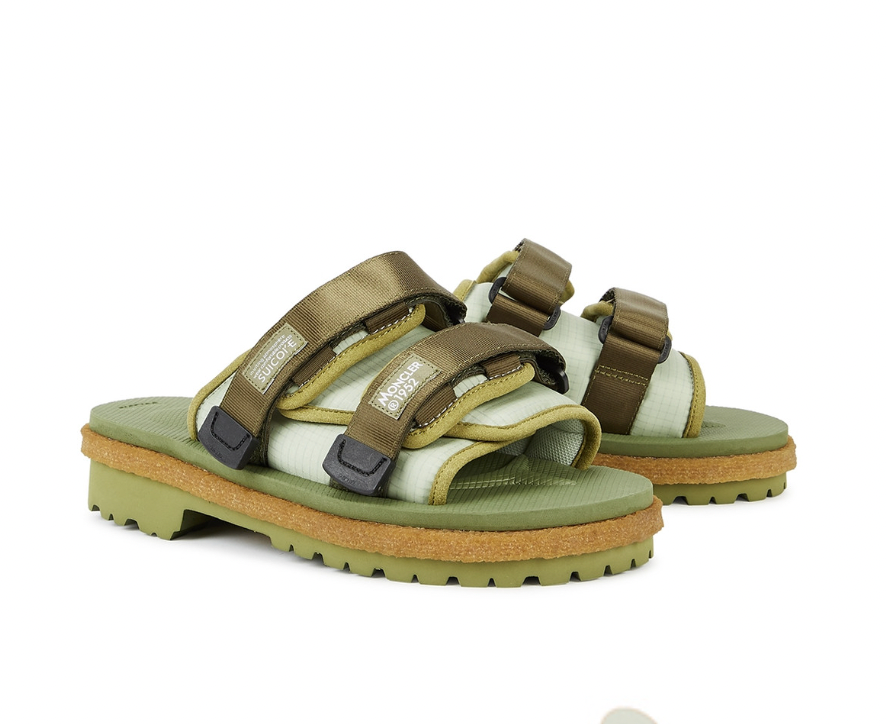 Moncler 1952 X Suicoke Moto Green Nylon Sandals