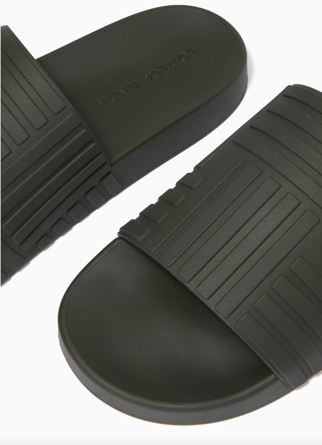 Bottega Veneta Embossed Rubber Slides Camping