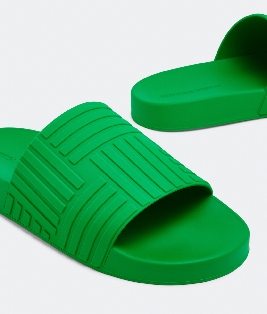 Bottega Veneta Embossed Rubber Slides Green