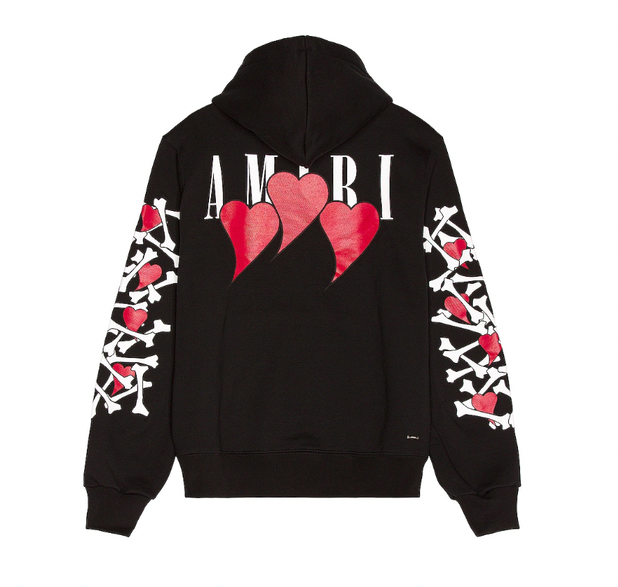 Amiri Three Heart Bones Hoodie Black