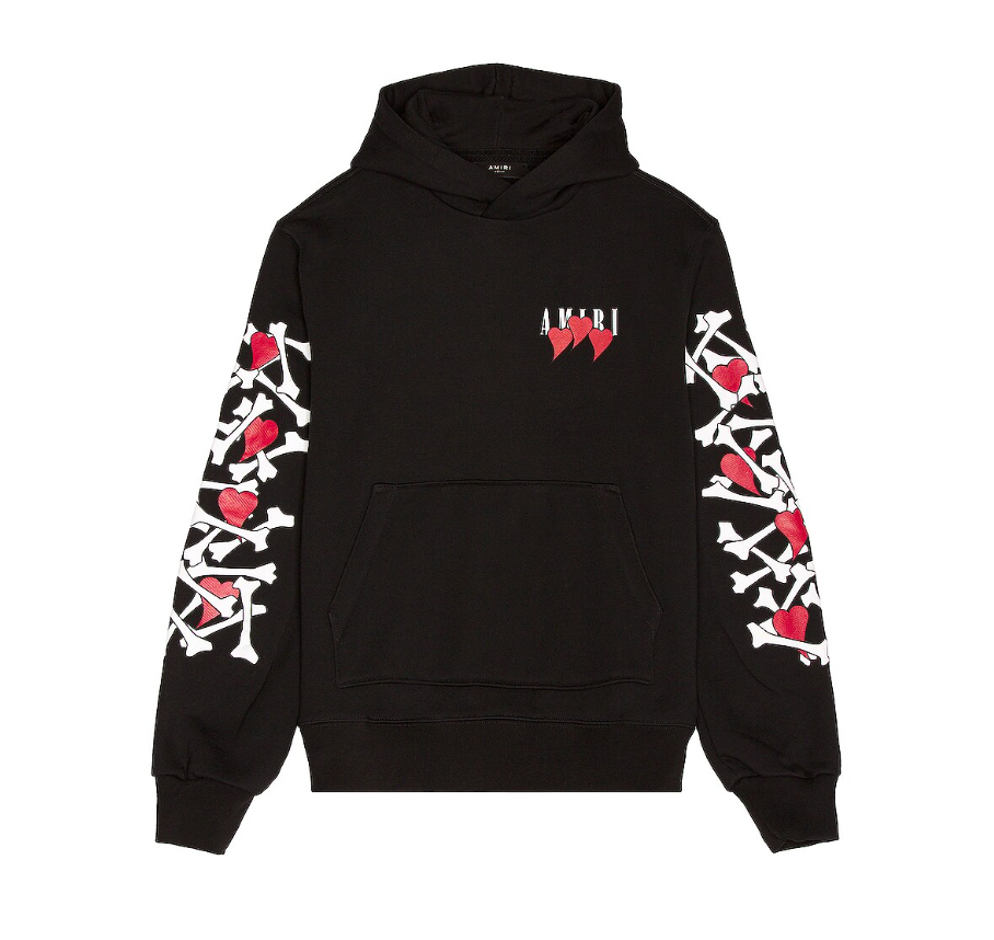 Amiri Three Heart Bones Hoodie Black