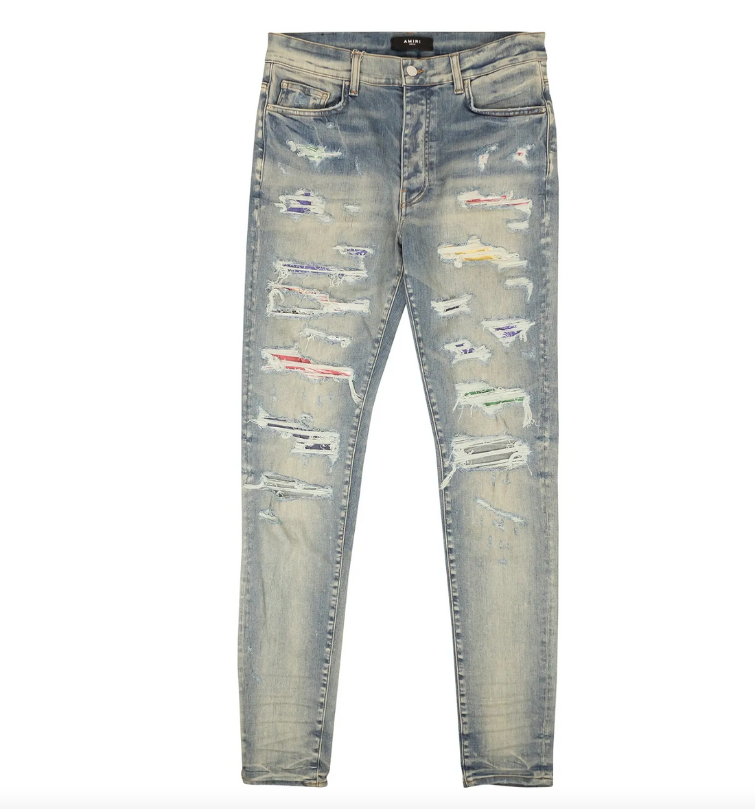 Amiri Thrasher Rainbow Patch Skinny Jeans 'Indigo Blue'