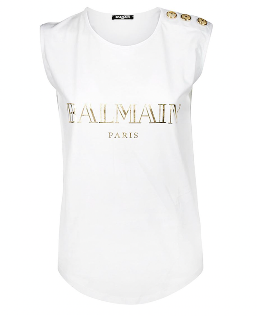 Balmain Logo Button Tank Top