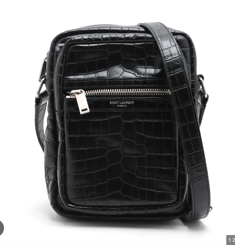 Saint Laurent Croco Embossed Shoulder Bag