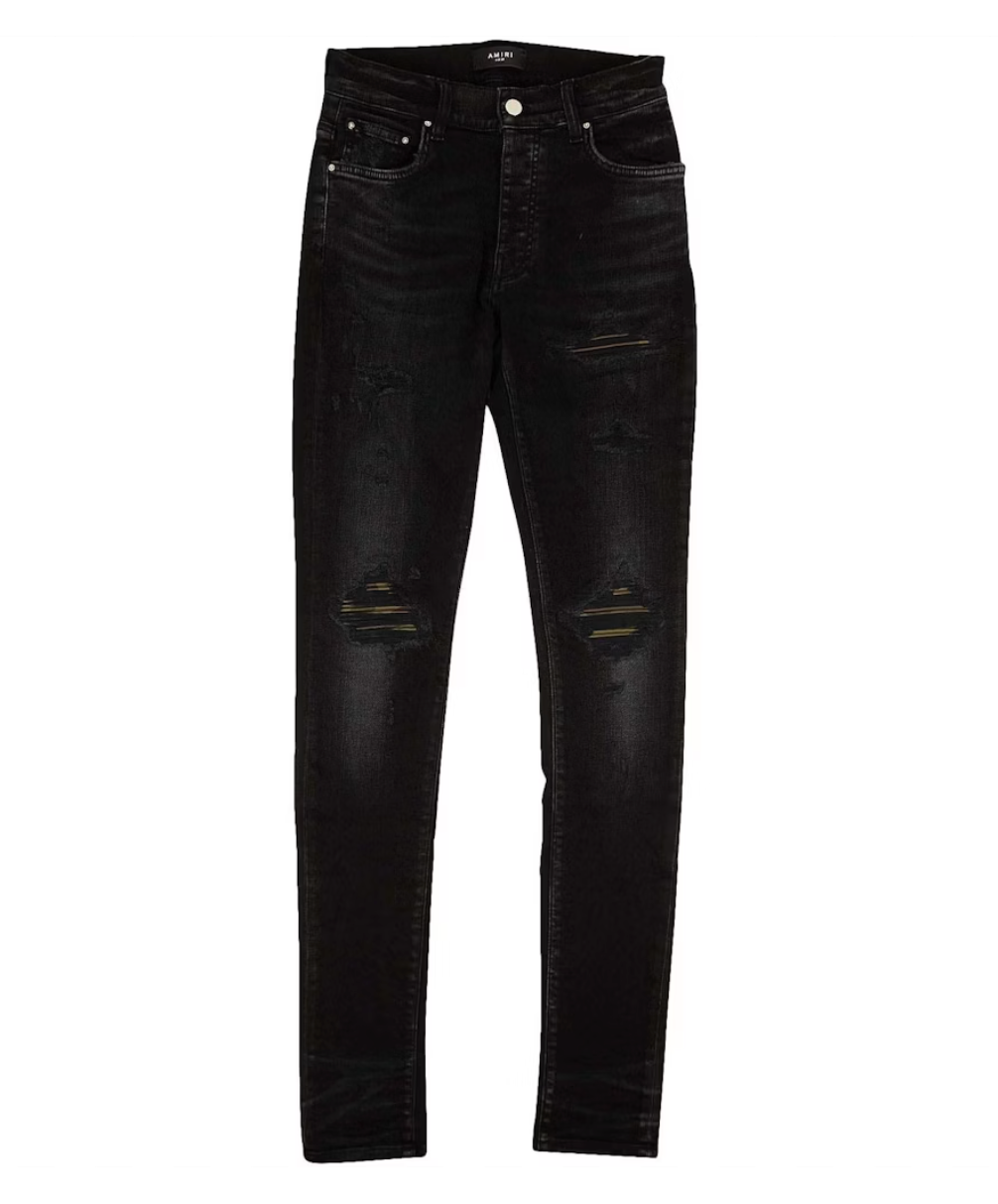 Amiri MX1 Leather Camo Aged Black Jeans