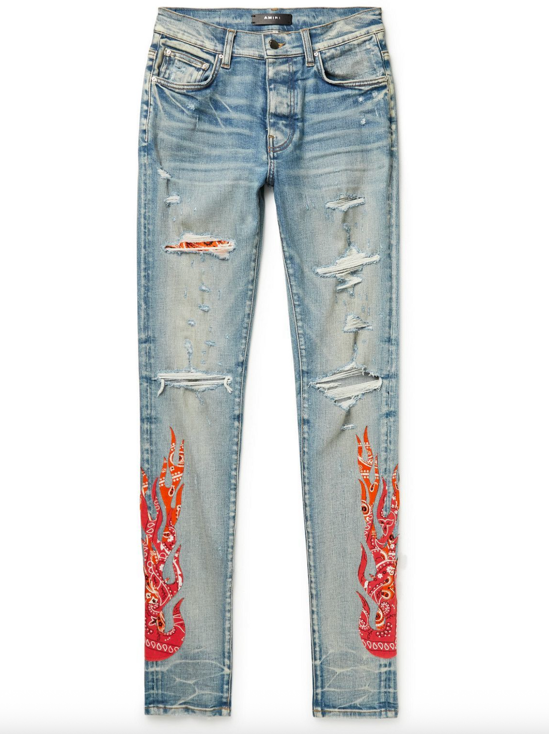 Amiri Bandana Flame Clay Indigo Orange Jeans US
