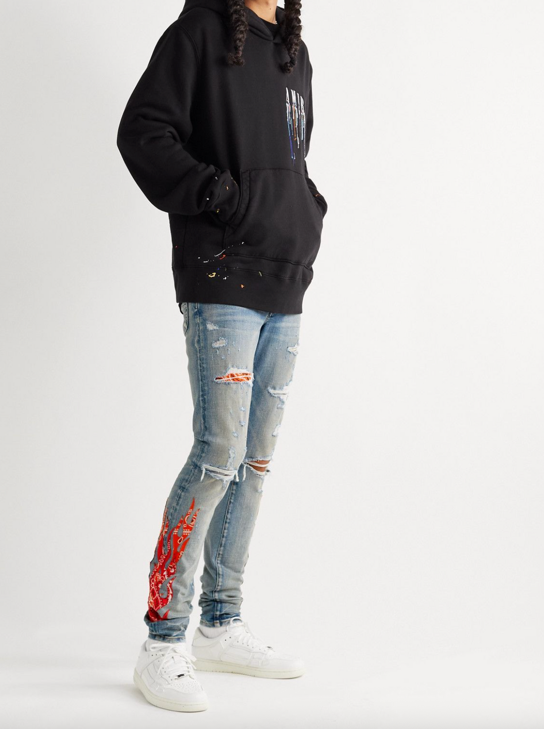 Amiri Bandana Flame Clay Indigo Orange Jeans US