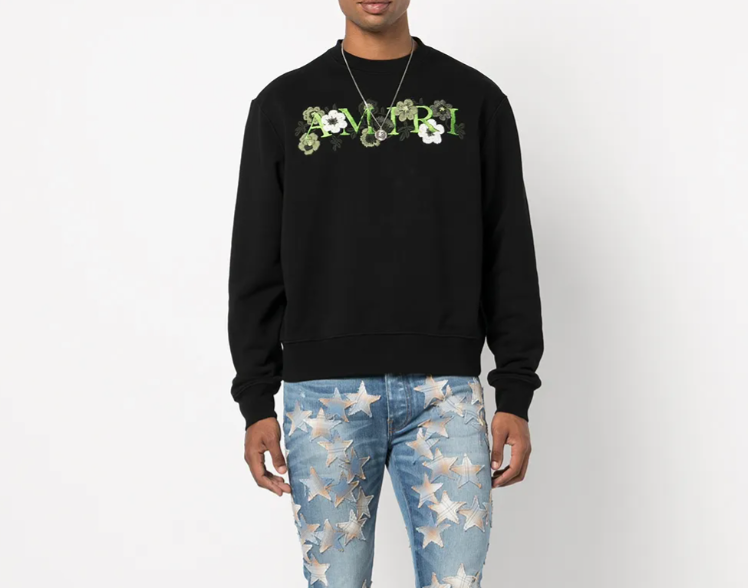Amiri Floral Embroidery Sweatshirt