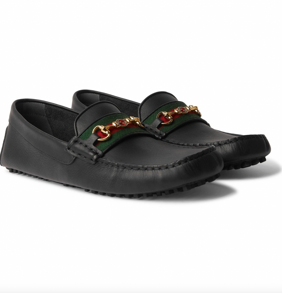 Gucci Webbing-Trimmed Horsebit Driving Loafer