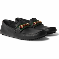Gucci Webbing-Trimmed Horsebit Driving Loafer