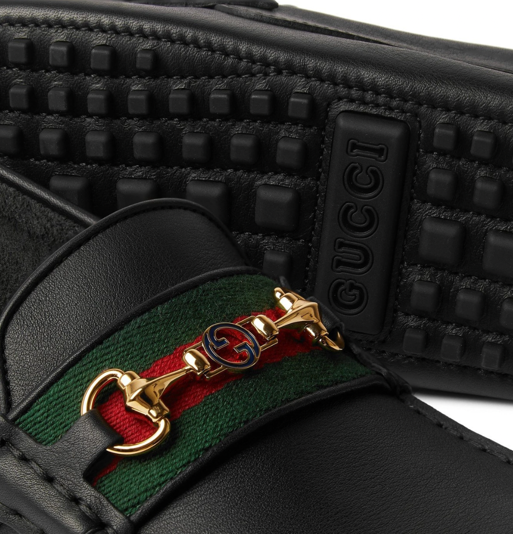 Gucci Webbing-Trimmed Horsebit Driving Loafer