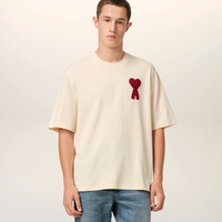 Ami Paris T-shirt Beige Red