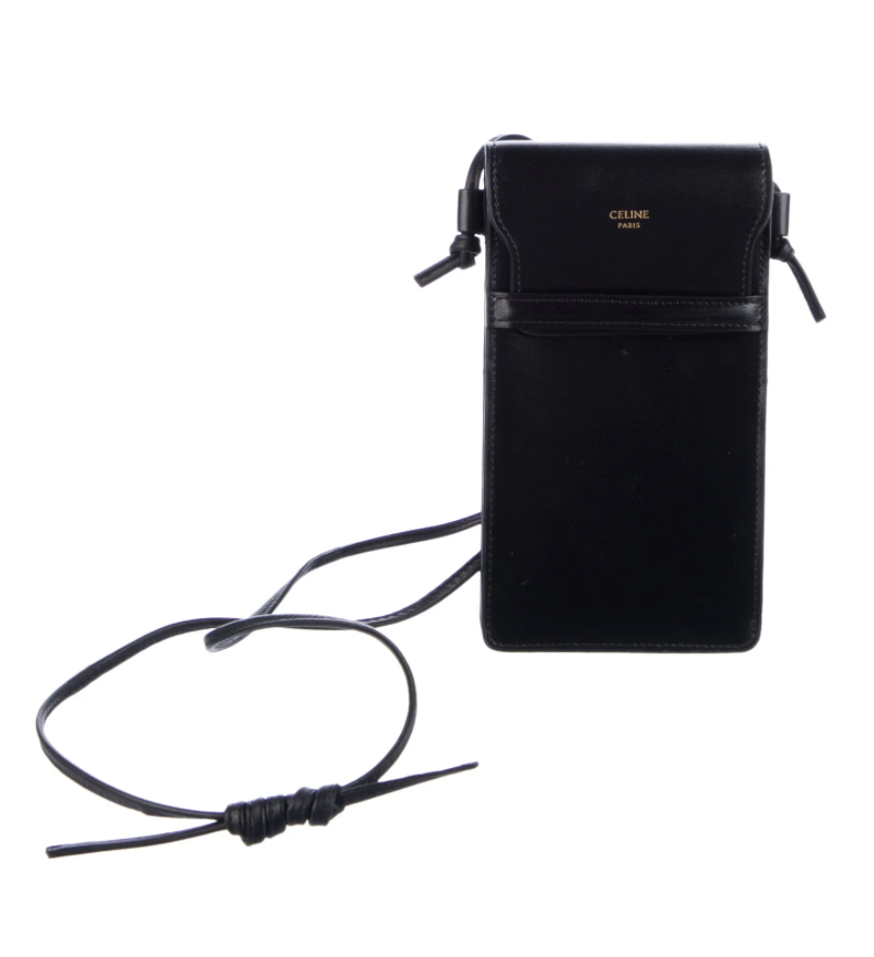Celine Phone Pouch Black Leather