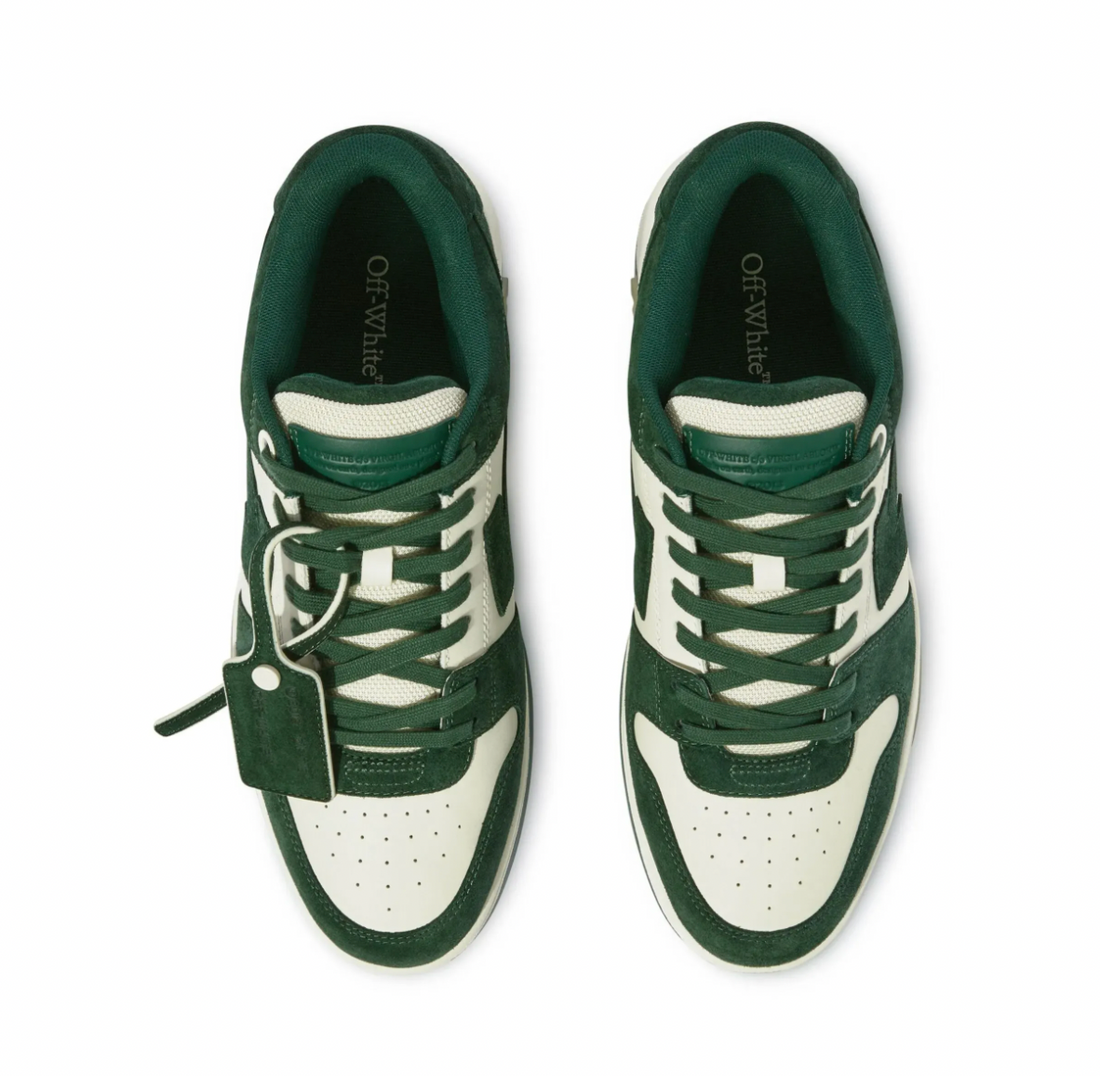 Off-White Out of office Leather Sneaker White Green Suede