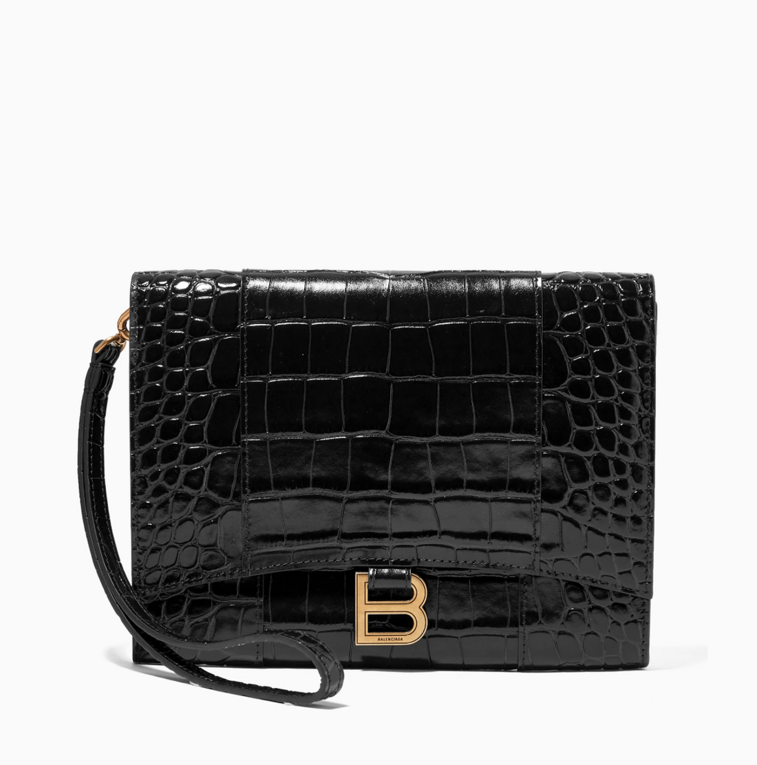 Balenciaga Hourglass Crocodile Embossed Pouch