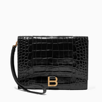Balenciaga Hourglass Crocodile Embossed Pouch