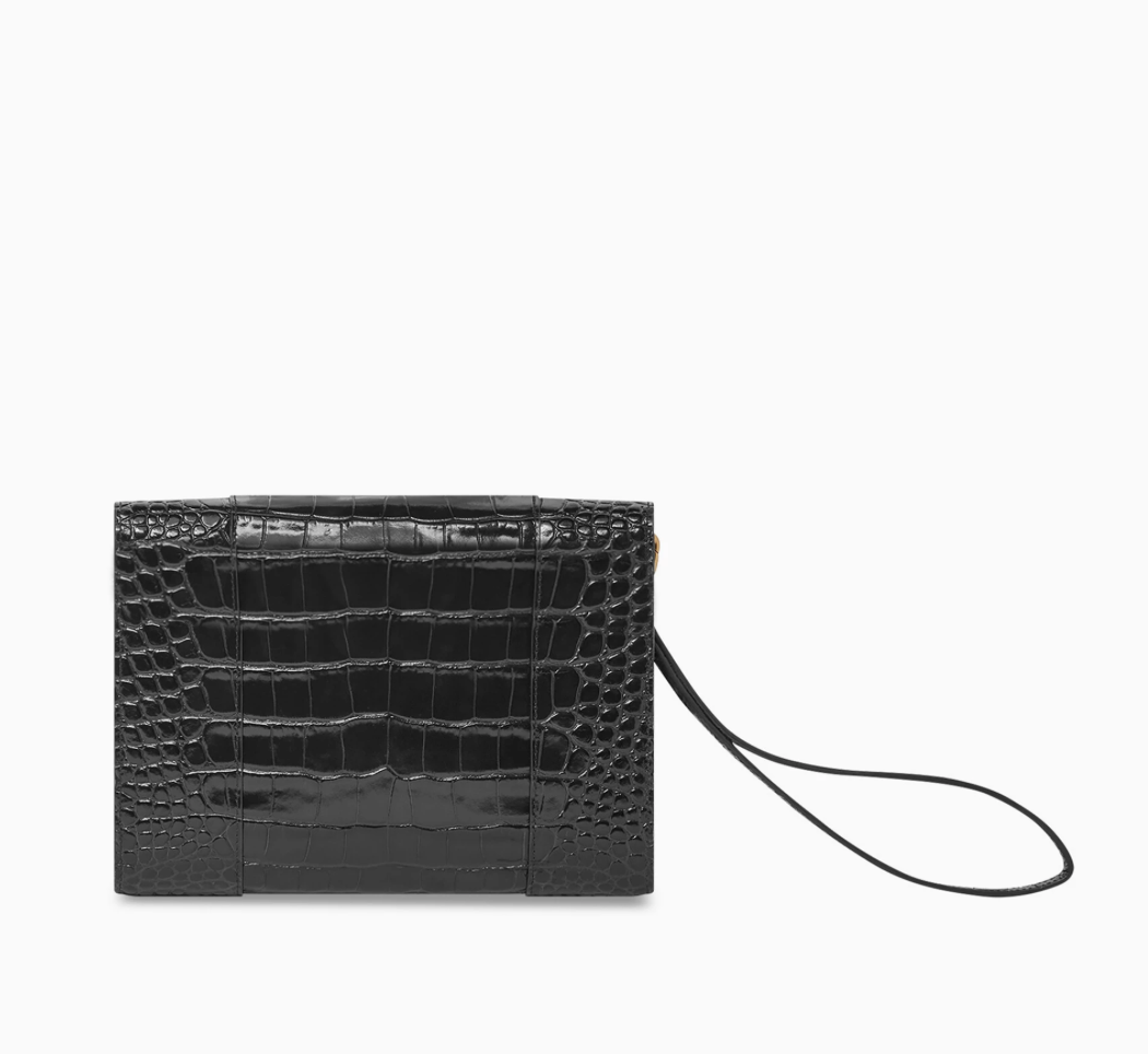 Balenciaga Hourglass Crocodile Embossed Pouch