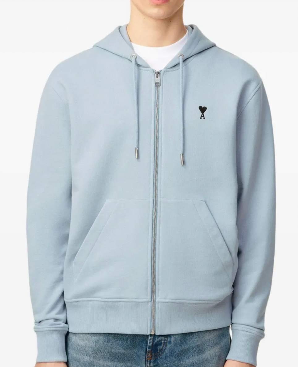 Ami Paris De Coeur Zip Hoodie Sky