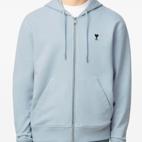 Ami Paris De Coeur Zip Hoodie Sky