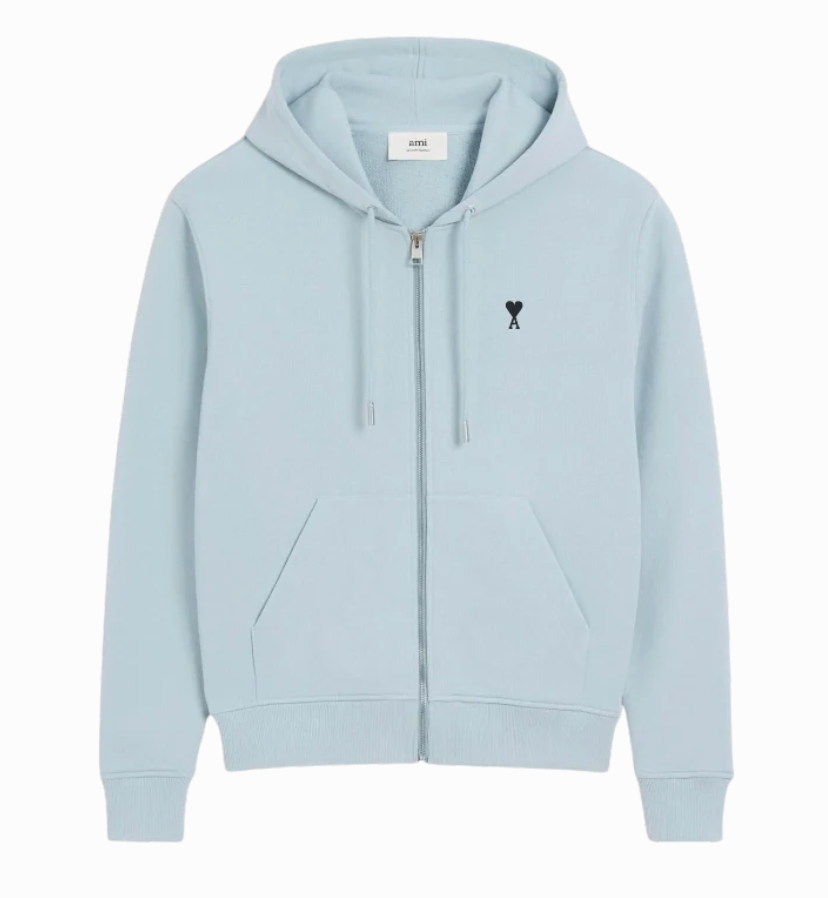 Ami Paris De Coeur Zip Hoodie Sky