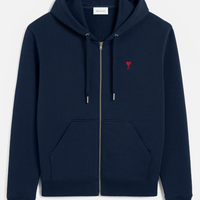 Ami Paris De Coeur Zip Hoodie Navy