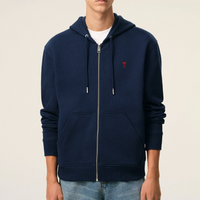 Ami Paris De Coeur Zip Hoodie Navy