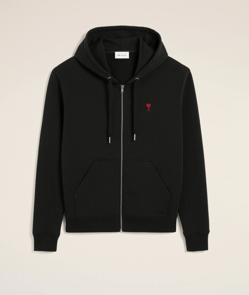 Ami Paris De Coeur Zip Hoodie Black