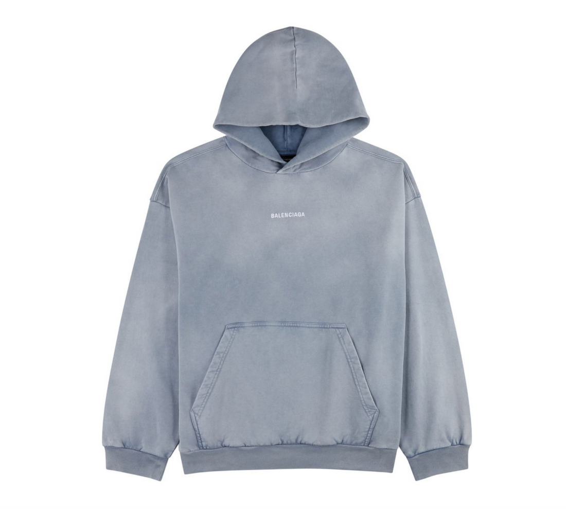 Balenciaga Logo Embroidered Washed Hoodie