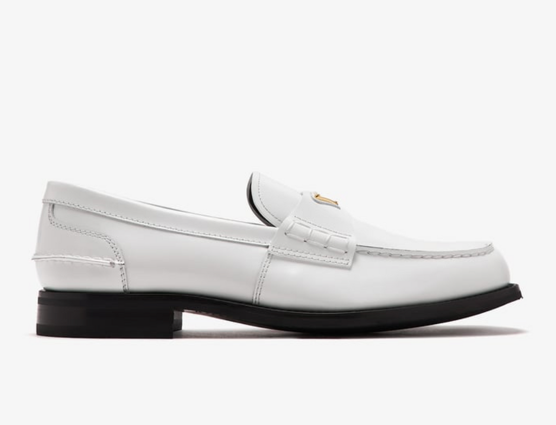 Prada Brushed Leather Loafer White