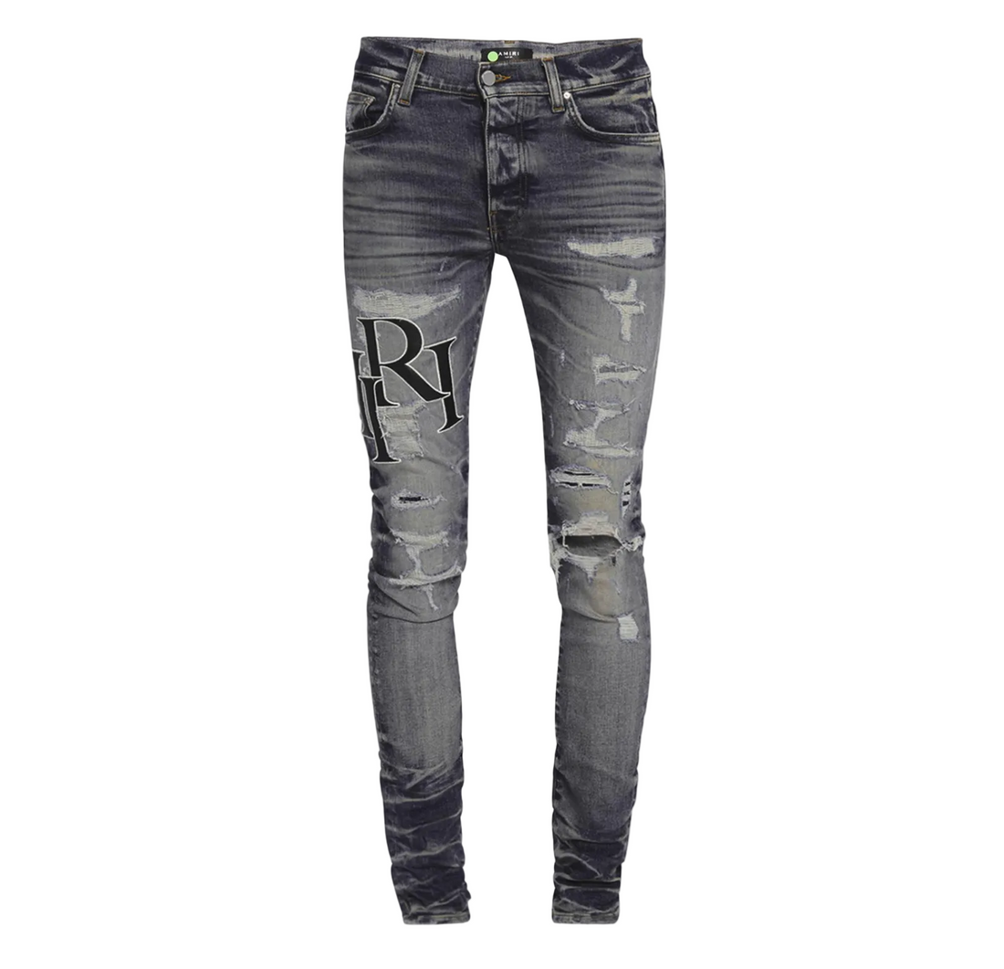Amiri Staggered Jeans Rain Grey Black