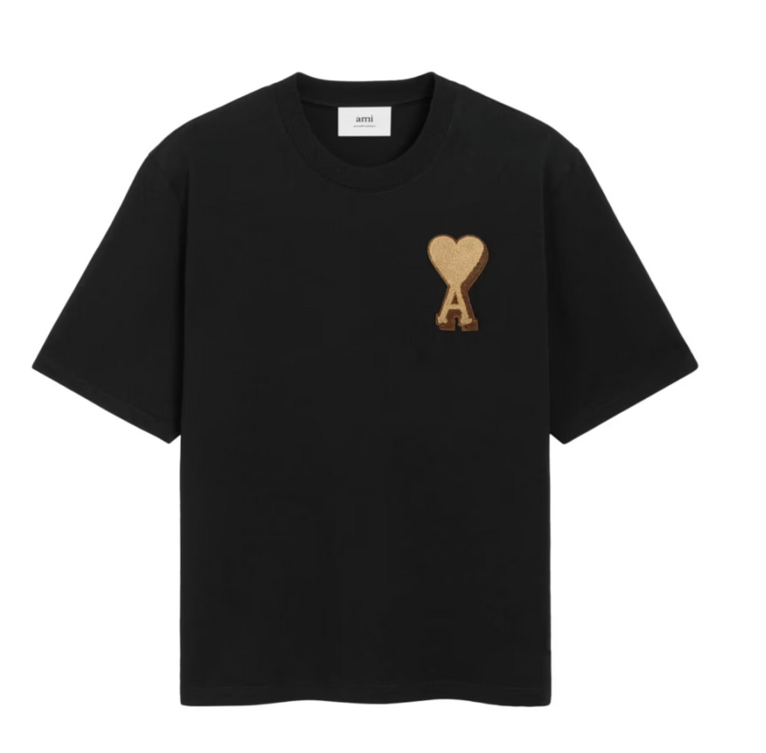 Ami Paris De Coeur Gold Logo Embroidered T-shirt