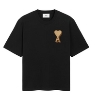 Ami Paris De Coeur Gold Logo Embroidered T-shirt