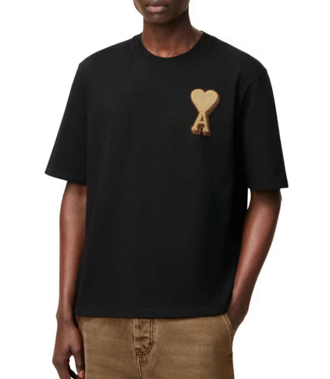 Ami Paris De Coeur Gold Logo Embroidered T-shirt