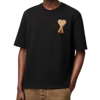Ami Paris De Coeur Gold Logo Embroidered T-shirt