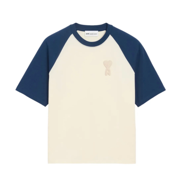 Ami Paris T-shirt Blanc Bleu logo 3D