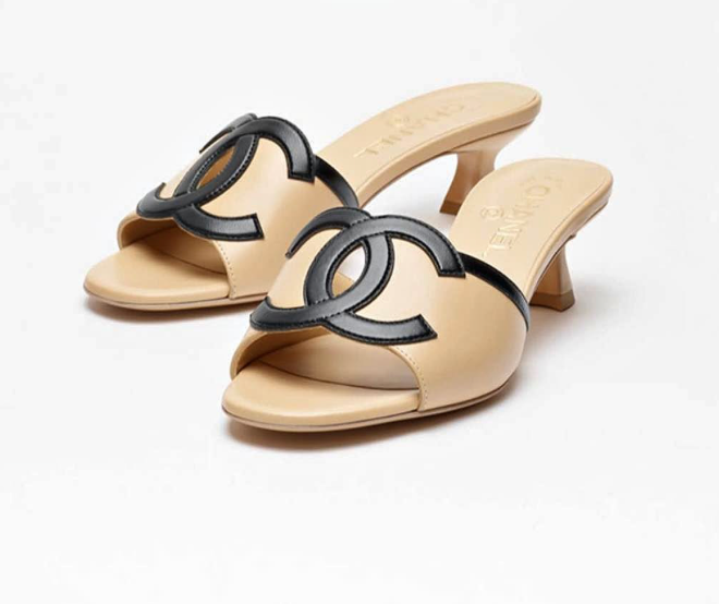 Chanel CC Lambskin Mules