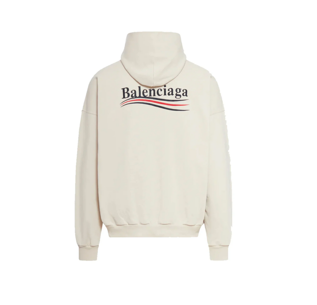 Balenciaga Campaign Logo Hoodie Beige