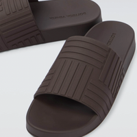Bottega Veneta Embossed Rubber Slides Brown