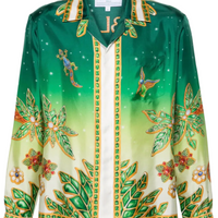 Casablanca Cuban Collar Long Sleeve/Joyaux D'Afrique Silk Shirt