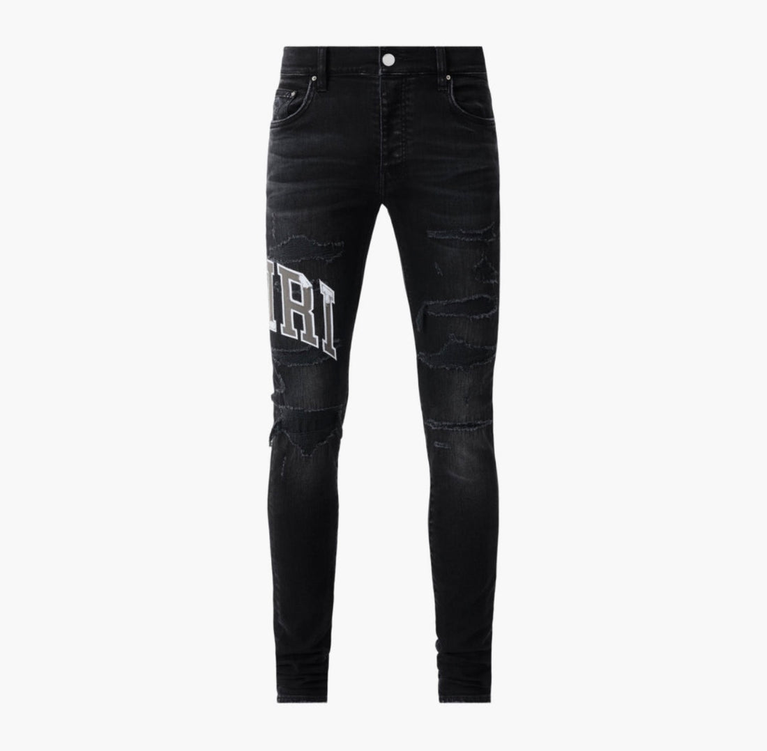 Amiri Varsity Logo Repair Jeans