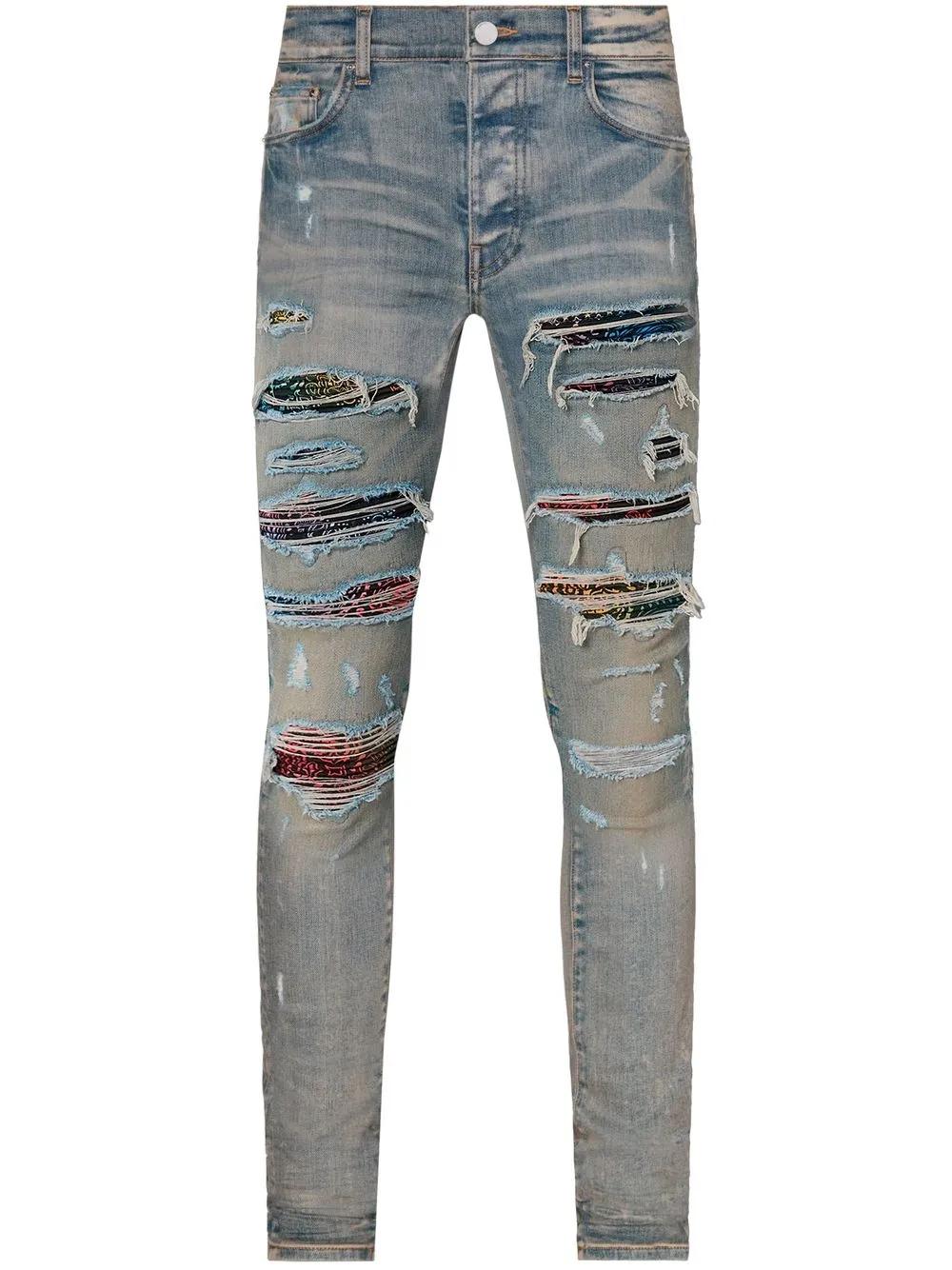 Amiri Rainbow Paisley Thrasher Clay Indigo Jeans US