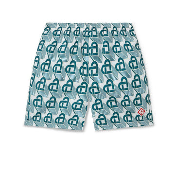 Casablanca Printed Swim Shorts Green Heart Monogram