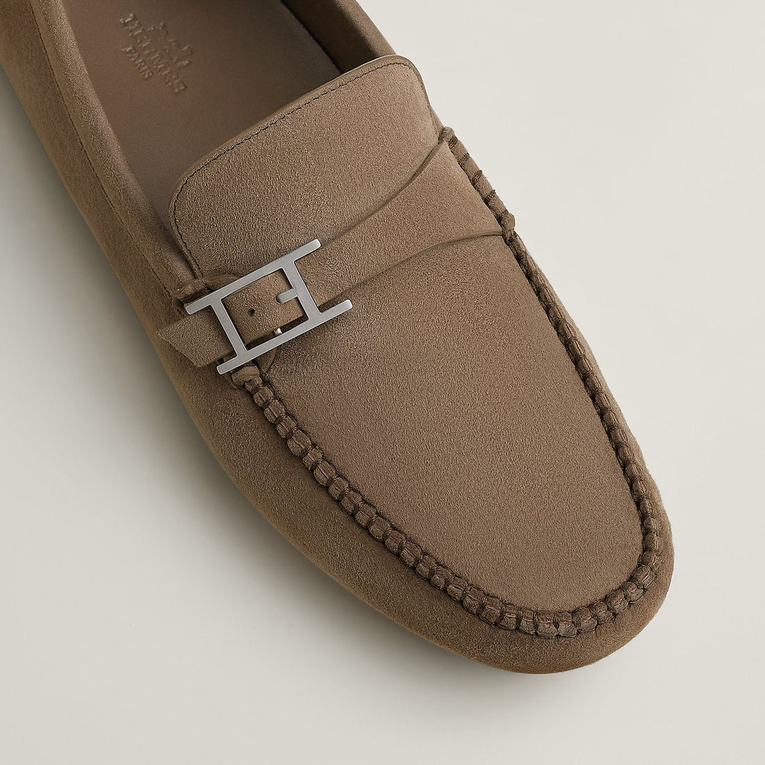 Hermes Idylle Suede Loafer Etoupe