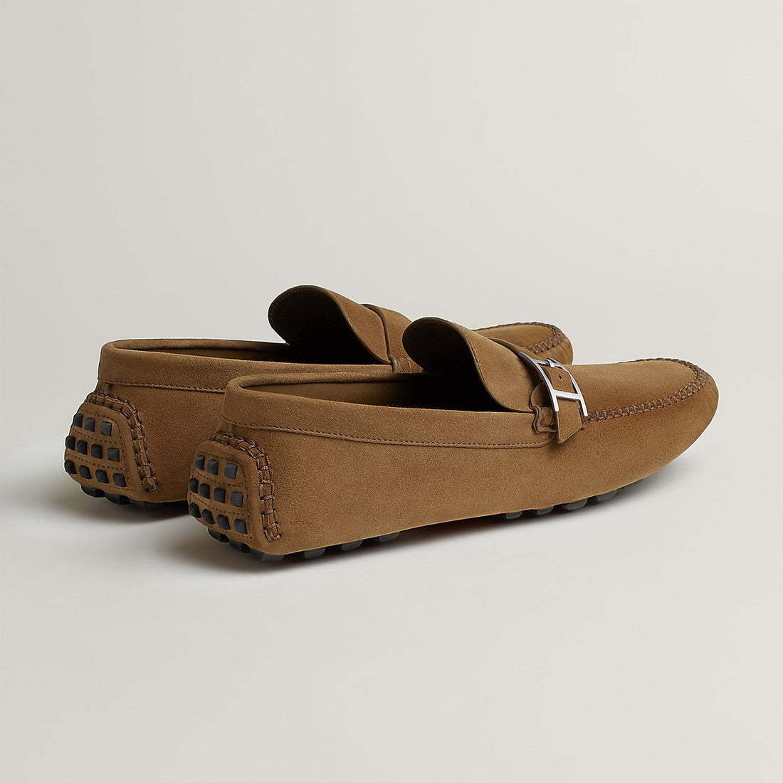 Hermes Idylle Suede Loafer Beige