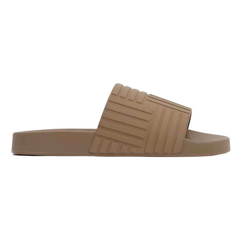 Bottega Veneta Embossed Rubber Slides Beige