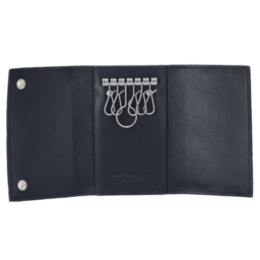 Bottega Veneta Intrecciato Leather Key Pouch Navy
