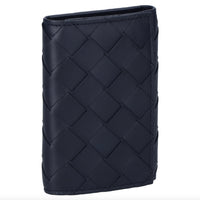 Bottega Veneta Intrecciato Leather Key Pouch Navy