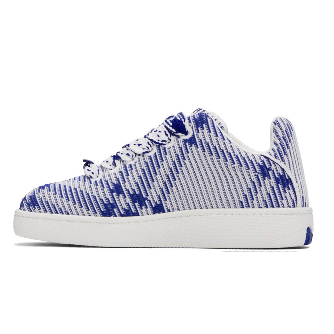 Burberry Blue White Check Knit Box Sneakers