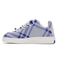 Burberry Blue White Check Knit Box Sneakers